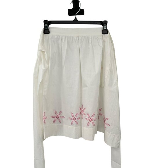 Vintage White Half Apron w/ Pink Embroidery – Handmade – Women’s Kitchen - Picture 2 of 13